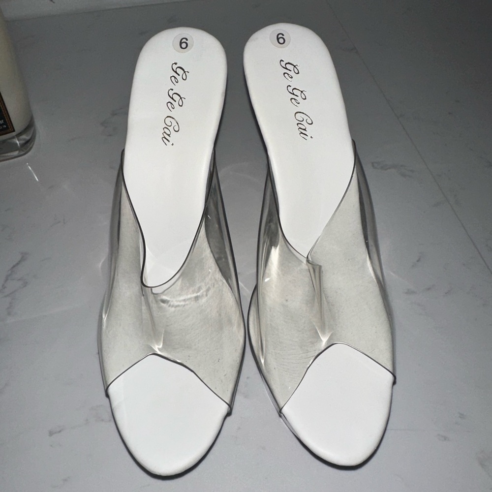 NEW 6in Clear & White Heels